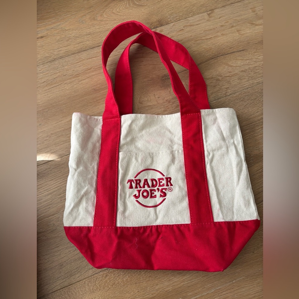 Trader Joe’s Red and Cream Tote Bag